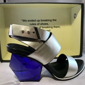 United Nude Leona Hi silver blue slingback NIB